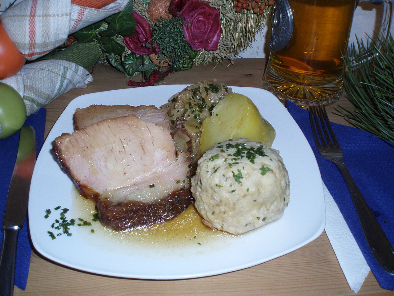 Roasted Pork with Potatoes and Onions (Schweinsbraten)